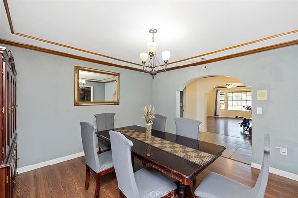 Chandelier, Dining room, Interior, Wood Texture Flooring