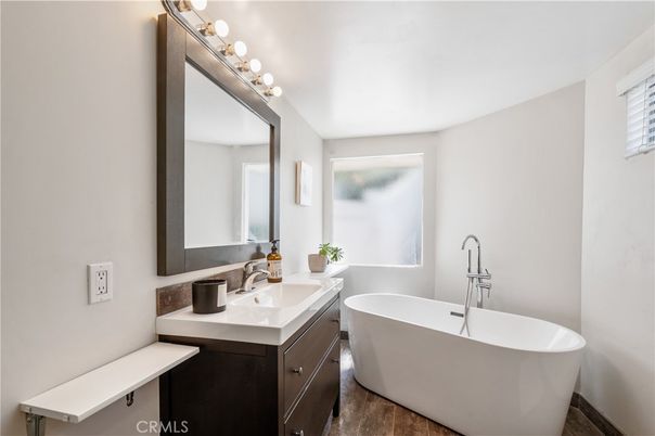 Bathroom, Free Standing Baths, Interior, Wood Texture Flooring