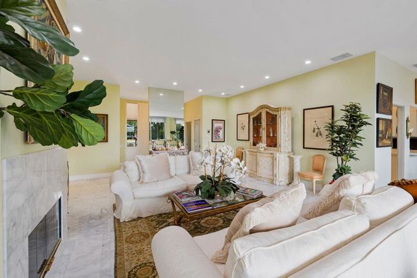 Fireplace, Interior, Living room, Marble, Recessed Lighting