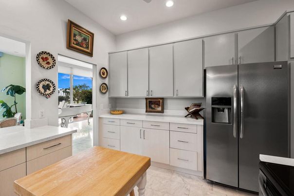Interior, Kitchen, Marble, Recessed Lighting, Stainless Steel Appliances