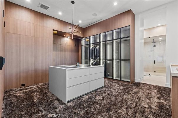 Bathroom, Dual Sink Vanities, Glass Shower, Interior, Pendant Lights, Recessed Lighting