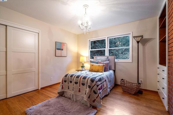 Bedroom, Chandelier, Interior, Wood Texture Flooring