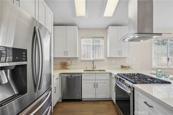 Interior, Kitchen, Stainless Steel Appliances, Wood Texture Flooring