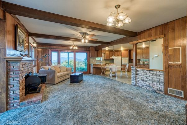 Dining room, Fireplace, Interior, Living room, Wooden Beams, Wooden Walls