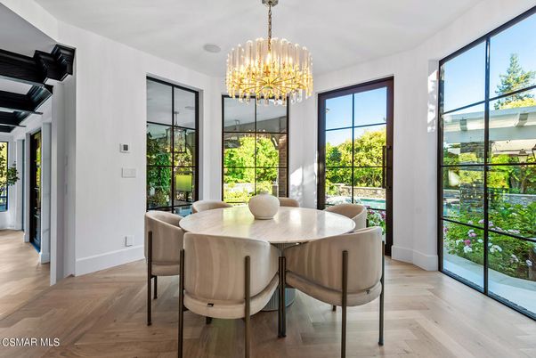 Chandelier, Dining room, Interior, Wood Texture Flooring