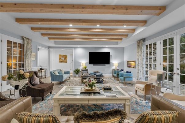 Interior, Living room, Recessed Lighting, Wooden Beams