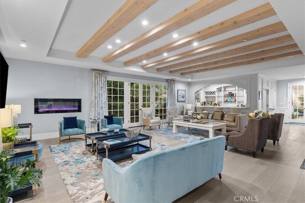 Interior, Living room, Recessed Lighting, Wooden Beams, Wood Texture Flooring
