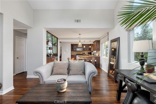 Dining room, Interior, Kitchen, Living room, Pendant Lights, Wood Texture Flooring