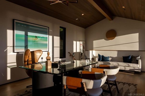 Home Office, Interior, Recessed Lighting, Wooden Beams, Wooden Ceilings, Wood Texture Flooring