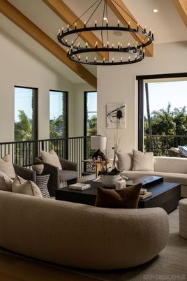 Interior, Living room, Pendant Lights, Recessed Lighting, Wooden Beams