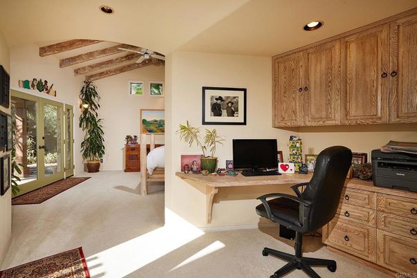 Home Office, Interior, Recessed Lighting, Wooden Beams
