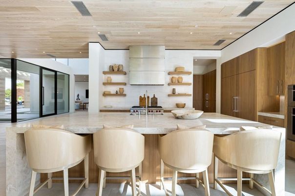 Interior, Kitchen, Recessed Lighting, Stainless Steel Appliances, Wooden Ceilings