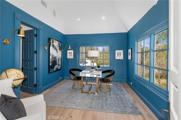 Home Office, Interior, Recessed Lighting, Wood Texture Flooring