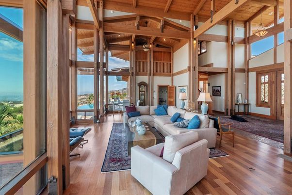 Interior, Living room, Water, Wooden Beams, Wooden Ceilings, Wood Texture Flooring