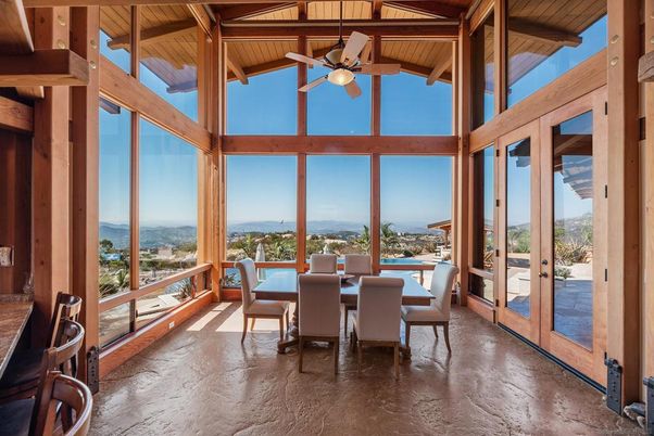 Dining room, Interior, Sun Room, Water, Wooden Beams, Wooden Ceilings