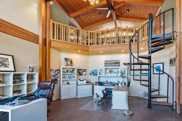 Home Office, Interior, Recessed Lighting, Wooden Beams, Wooden Ceilings