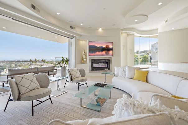 Fireplace, Interior, Living room, Recessed Lighting