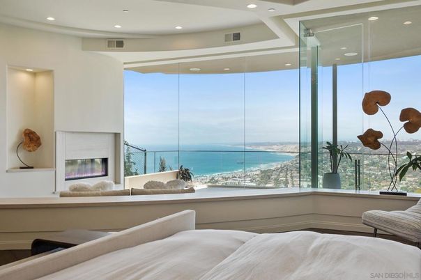 Bedroom, Fireplace, Interior, Recessed Lighting, Water