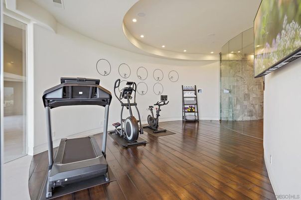 Fitness Equipment, Interior, Recessed Lighting, Wood Texture Flooring