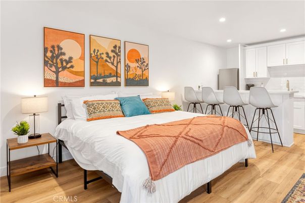Bedroom, Interior, Kitchen, Recessed Lighting, Wood Texture Flooring