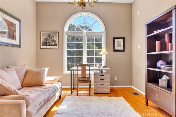 Chandelier, Home Office, Interior, Wood Texture Flooring