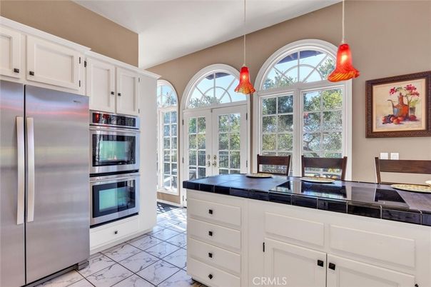 Interior, Kitchen, Marble, Pendant Lights, Stainless Steel Appliances