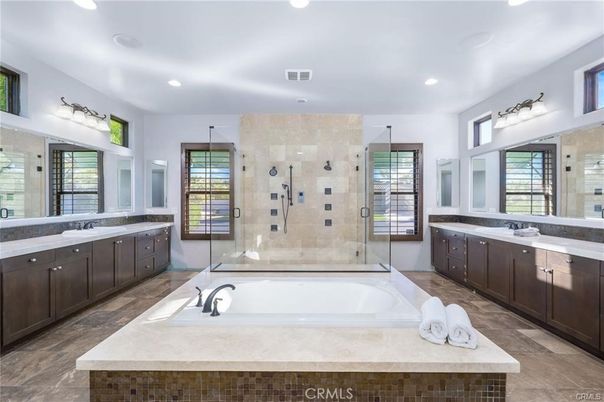 Bathroom, Dual Sink Vanities, Glass Shower, Interior, Recessed Lighting