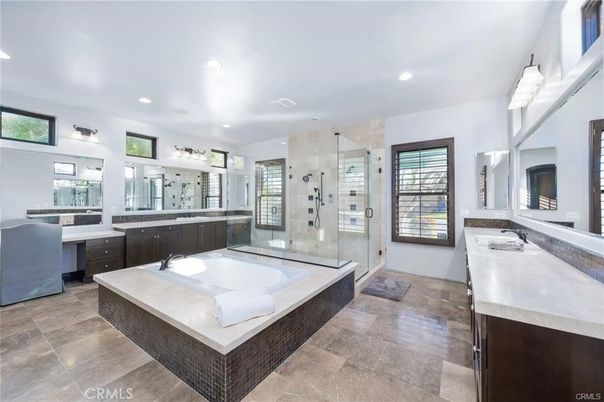 Bathroom, Dual Sink Vanities, Glass Shower, Interior, Recessed Lighting