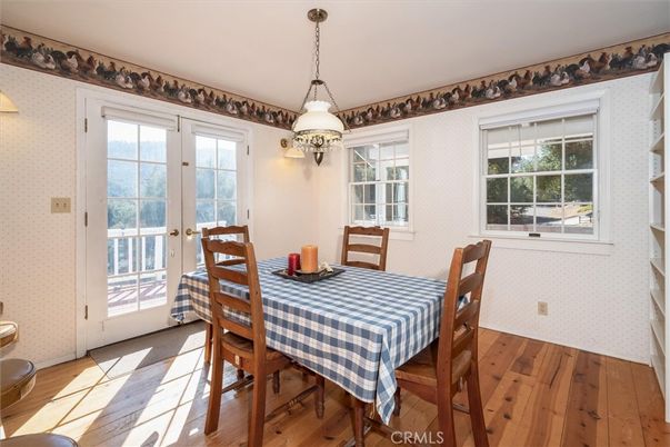 Dining room, Interior, Pendant Lights, Wood Texture Flooring