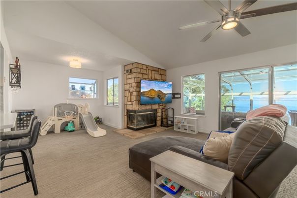 Fireplace, Interior, Living room, Stone Walls, Water
