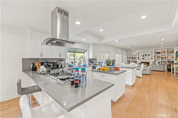 Interior, Kitchen, Living room, Recessed Lighting, Stainless Steel Appliances, Wood Texture Flooring