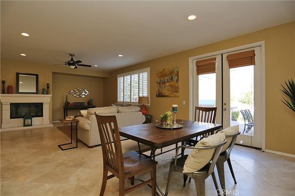 Dining room, Fireplace, Interior, Living room, Recessed Lighting