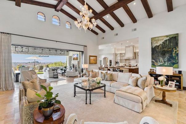 Chandelier, Dining room, Interior, Kitchen, Living room, Pendant Lights, Recessed Lighting, Wooden Beams