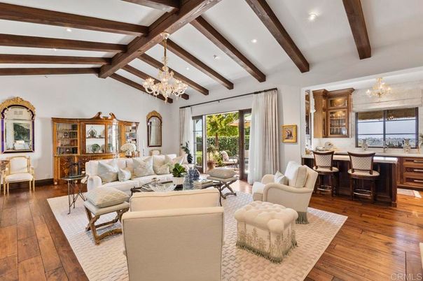 Chandelier, Interior, Living room, Recessed Lighting, Water, Wooden Beams, Wood Texture Flooring