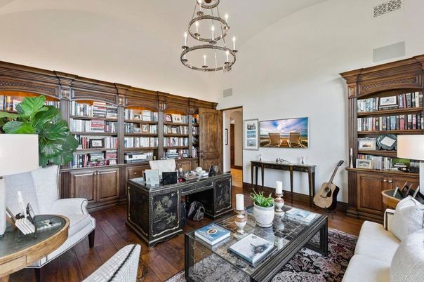 Home Office, Interior, Pendant Lights, Wood Texture Flooring
