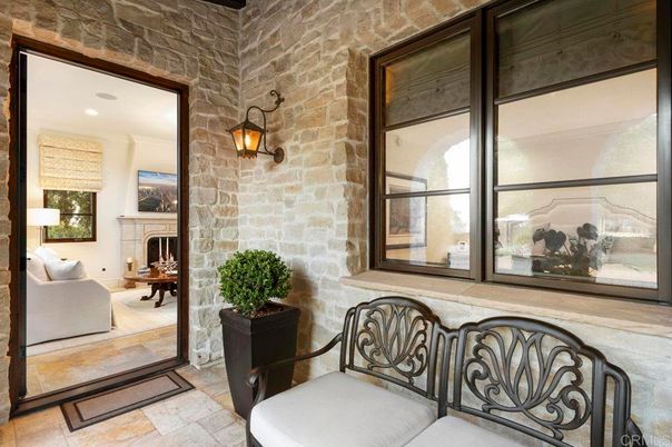 Fireplace, Interior, Recessed Lighting, Stone Walls