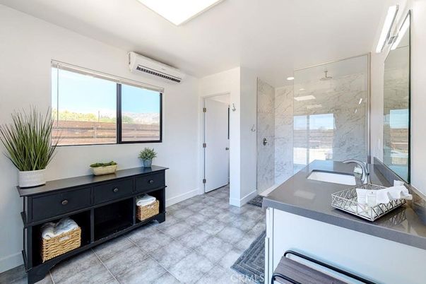 Bathroom, Glass Shower, Interior, Marble Walls, Recessed Lighting