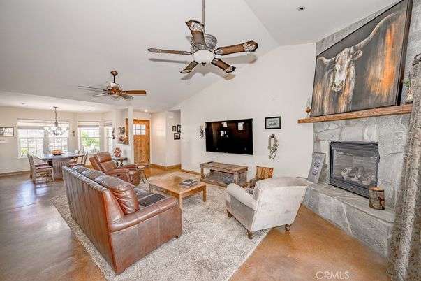 Dining room, Fireplace, Interior, Living room, Pendant Lights, Recessed Lighting