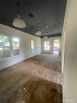 Empty room, Interior, Pendant Lights, Wood Texture Flooring