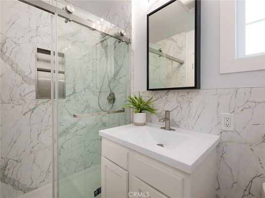 Bathroom, Glass Shower, Interior, Marble Walls