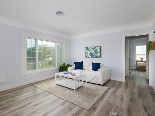 Dining room, Interior, Living room, Recessed Lighting, Wood Texture Flooring