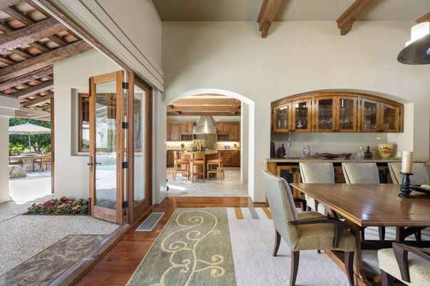 Dining room, Interior, Kitchen, Wooden Beams, Wood Texture Flooring