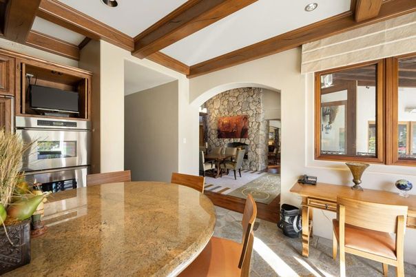 Dining room, Interior, Recessed Lighting, Stone Walls