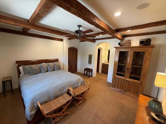 Bedroom, Interior, Recessed Lighting, Wooden Beams