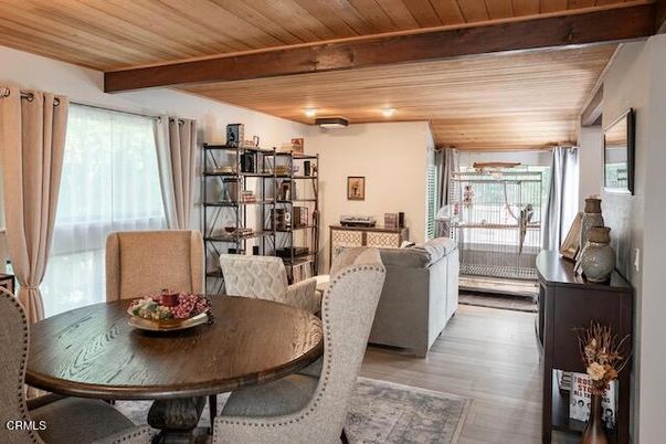 Dining room, Interior, Wooden Beams, Wooden Ceilings, Wood Texture Flooring