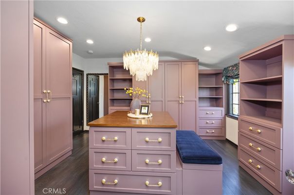 Chandelier, Interior, Recessed Lighting, Walk-in Closets, Wood Texture Flooring