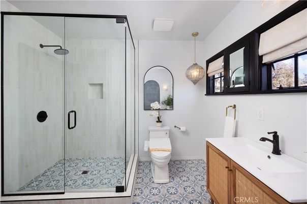 Bathroom, Glass Shower, Interior, Pendant Lights
