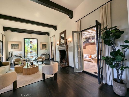Fireplace, Interior, Living room, Wooden Beams, Wood Texture Flooring