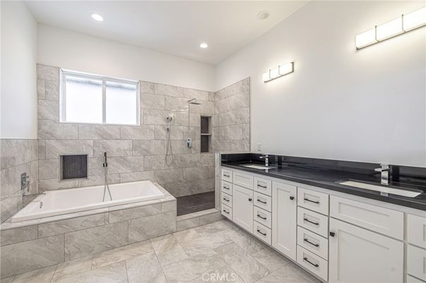Bathroom, Dual Sink Vanities, Glass Shower, Interior, Recessed Lighting