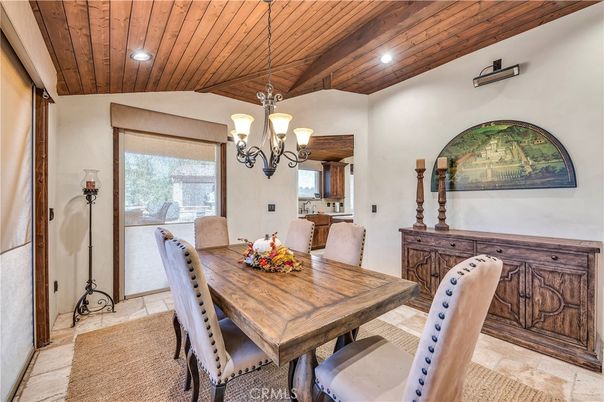 Chandelier, Dining room, Interior, Recessed Lighting, Wooden Ceilings